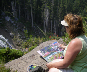 Painting at Paulina Creek Plein air painting at Paulina Creek