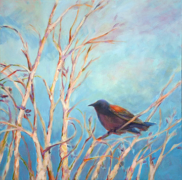 "The Visitor" 24" 24" acrylic on canvas—SOLD slhvisitorwb