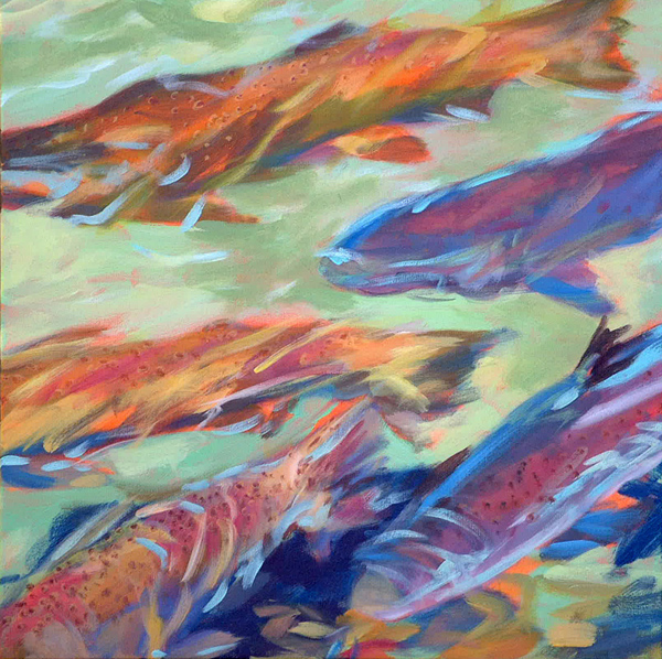 "Bull Pool", 18" x 18", acrylic w/ 2.5" museum-wrapped sides—SOLD Available as a limited edition fine art reproduction. slhbull1wb