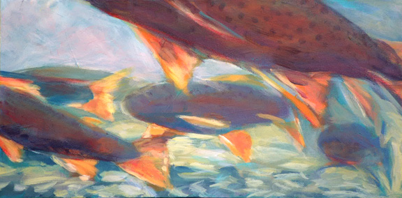 "In the Current", 20" x 10", acrylic on canvas w/ wrapped sides— SOLD slhfishcurrentwb