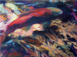 "Quiet Spawner", 9" x 12" image, framed acrylic on canvas SOLD slhsmkokwb